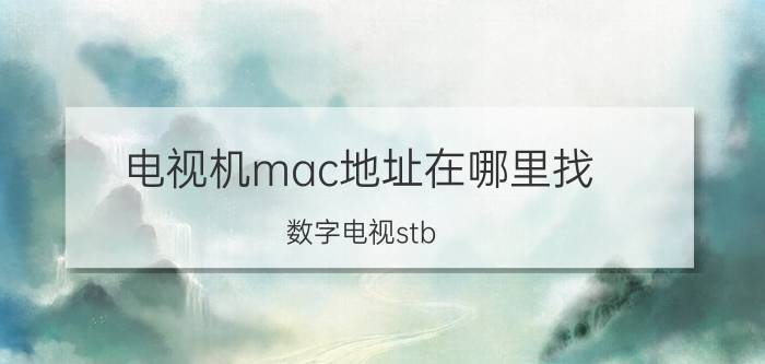 电视机mac地址在哪里找 数字电视stb mac什么意思？